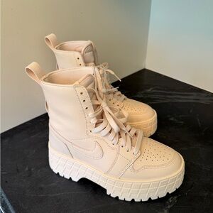 NEW- Nike Women's Beige Platform Sneakers - Air Jordan 1Brooklyn